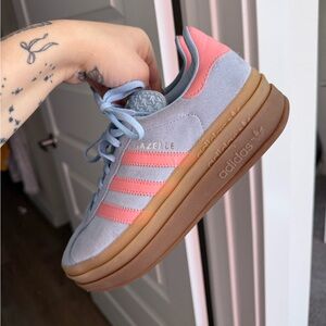 Adidas Women's Gazelle Blue and Pink Sneakers